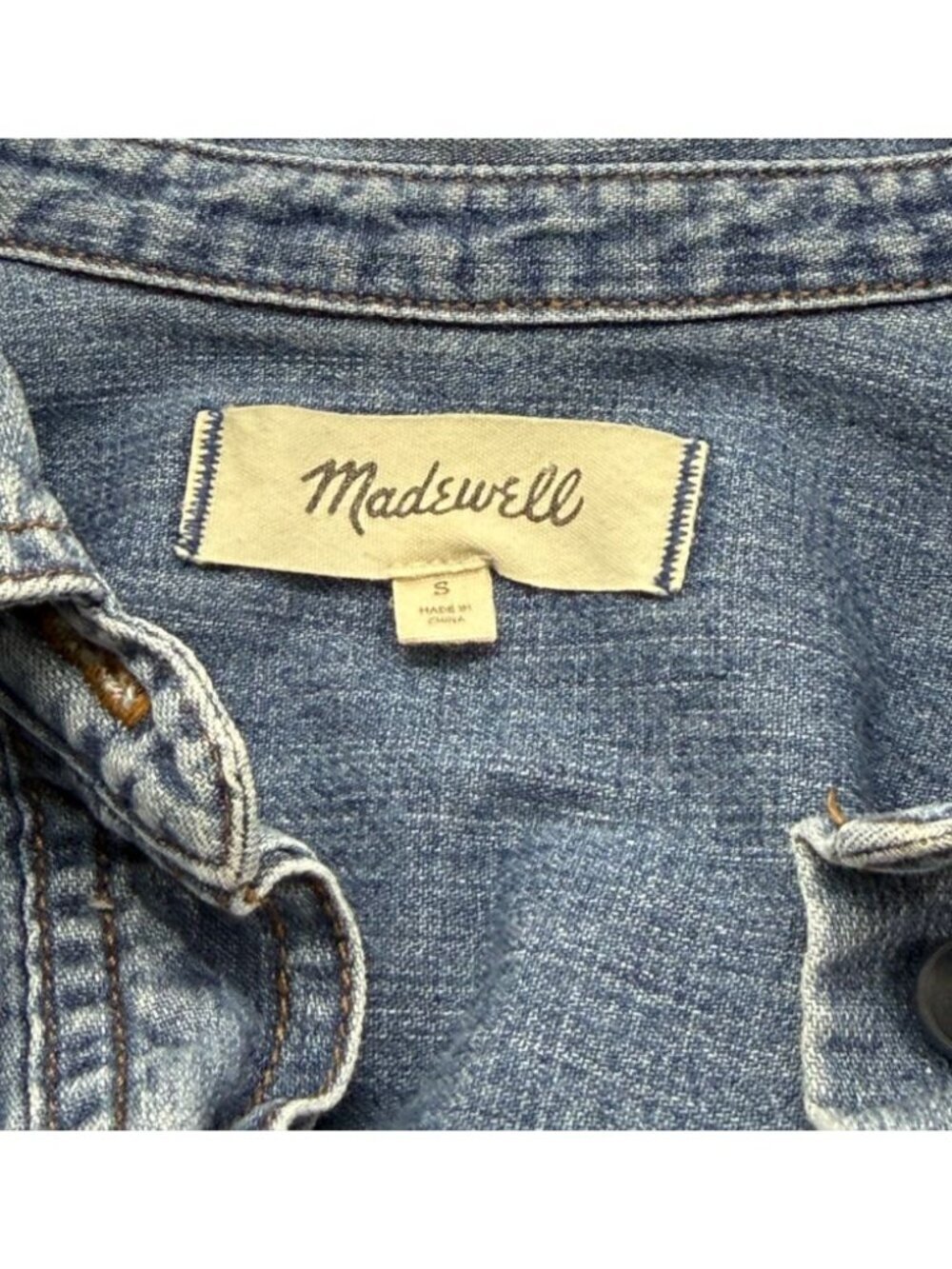 Madewell Womens Denim Oversized Ex-Boyfriend Shirtdress Dress Mini Pocket Size S - Picture 9 of 13